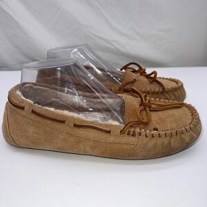 Minnetonka Moccasin Slippers Womens 9M Brown Suede Winter Warm Comfort Loafers